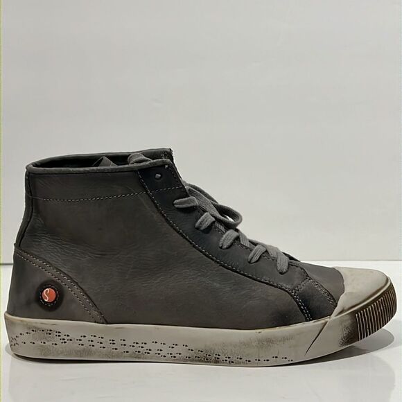 Softinos by Fly London “Kip” High Top Grey Leather‎ Sneaker Shoes Size 40 - Picture 1 of 16